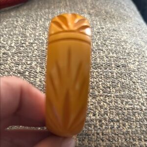 Carved Bakelite goldenrod Bangle Bracelet